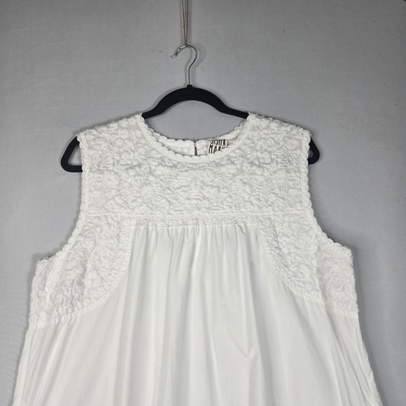 Sister Mary White Dress Size Large 100% Cotton Sleeveless Midi - Picture 4 of 16